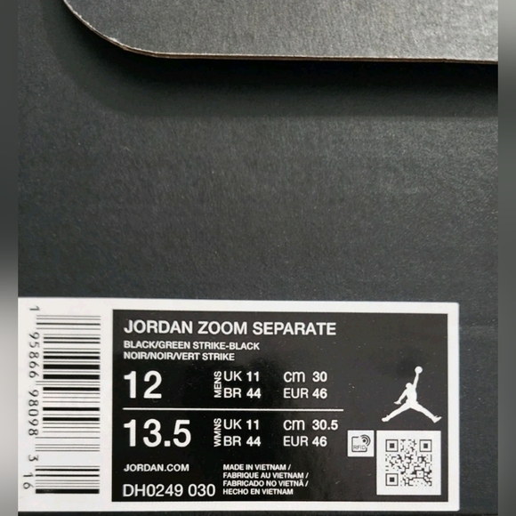 Nike Jordan Zoom Separate Black Green Strike DH0248-030 Men\'s Size 12/ WMNS 13.5 main image 4